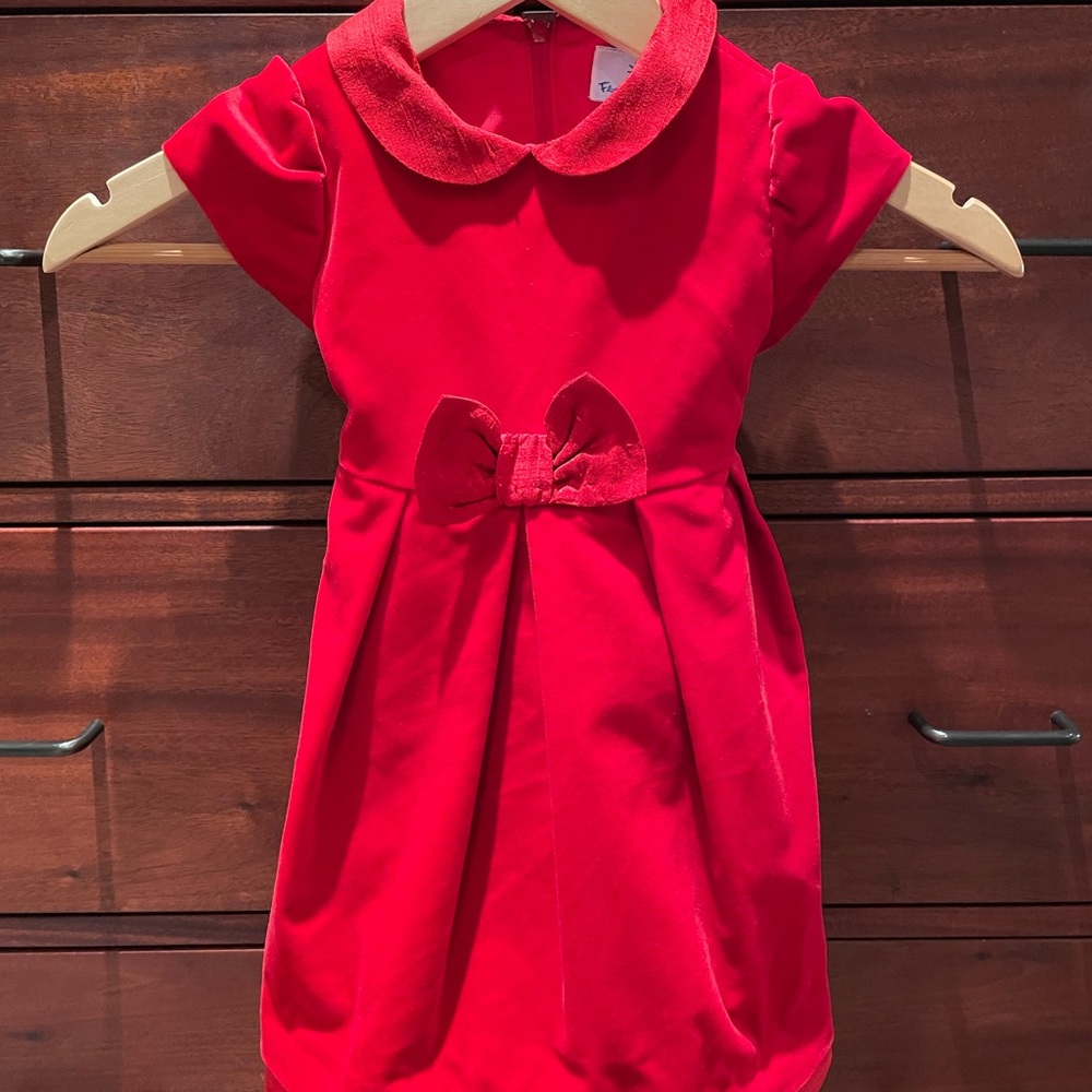 Florence Eiseman red velvet dress with taffeta collar and bow